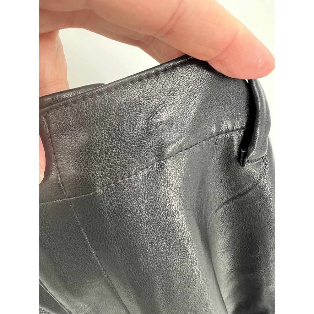 Gap Women Black Faux Leather Straight Leg Pants Size 10 Vegan Leather Trousers - Picture 11 of 11